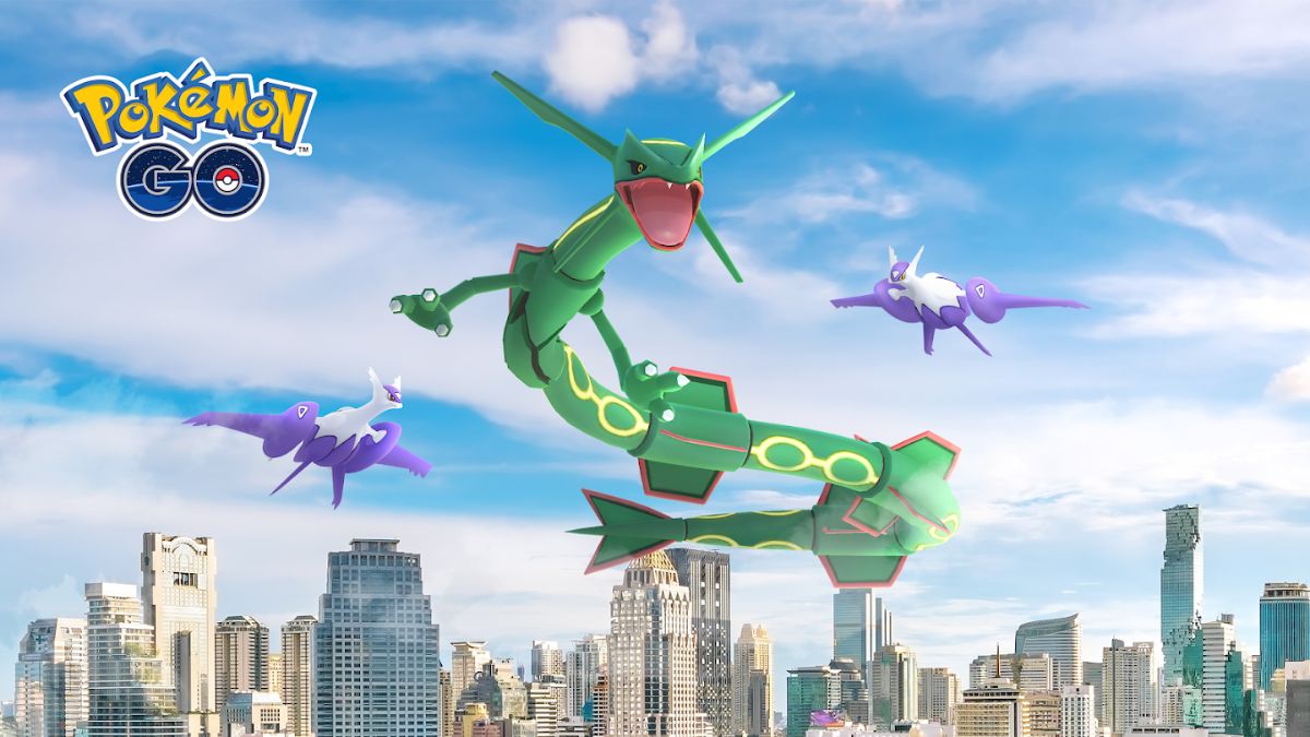 Primo-grondement sur Pokémon Go, avec Rayquaza, Méga-Latios et Méga-Latias (shiny)